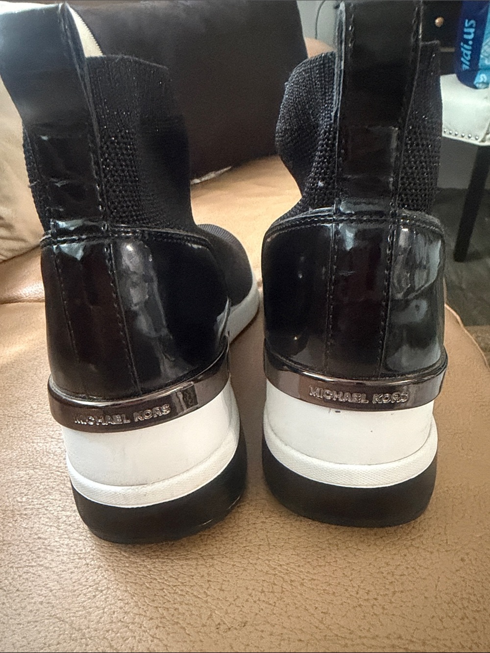 Michael Kors Black Knit Slip-On Wedge Sneakers - Picture 4 of 4